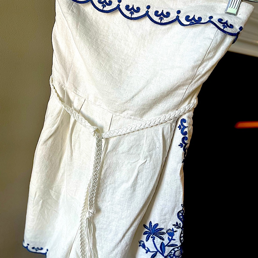 White Linen Romper - Picture 2 of 7
